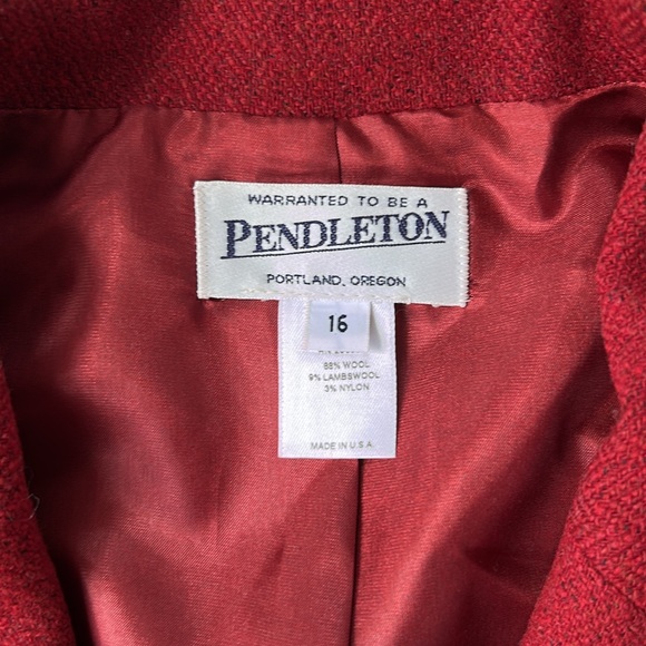 Pendleton Vintage Wool 2 Button Blazer Rich Red Business Jacket Holiday 16 USA - Picture 2 of 10